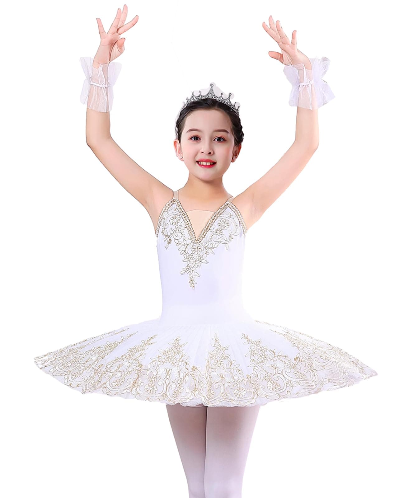 ORIDOOR Girl's Lace Sequin Tutu Skirted Leotard Ballet Costume
