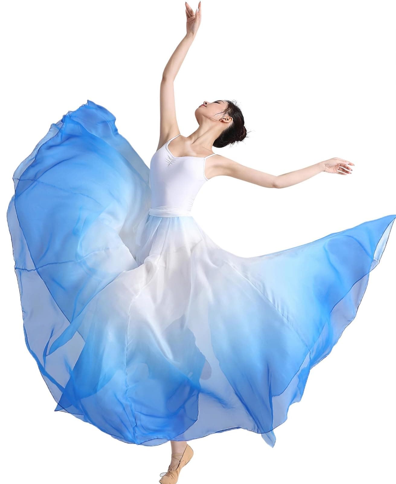 ORIDOOR 35" Fairy Lyrical Gradient Dance Skirt Modern Ballet Costumes