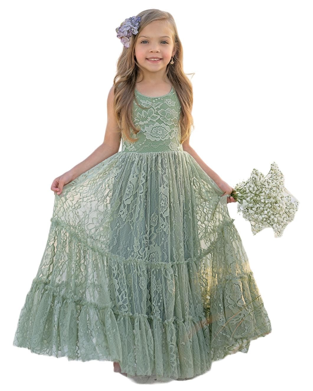 Lace Boho Toddler Girl Dresses for Wedding, Garden Party, Holiday, Communion