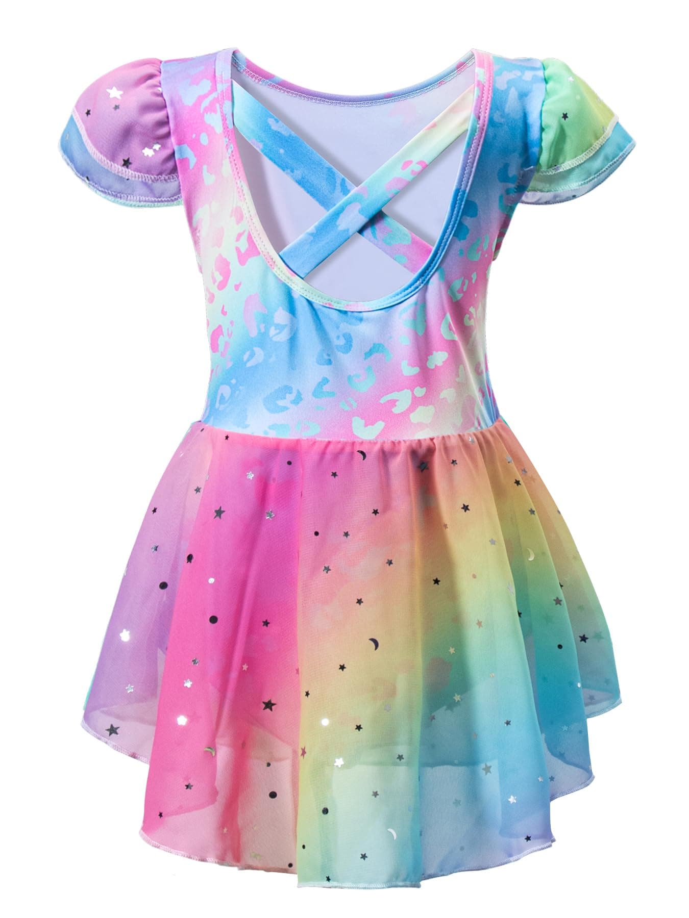 Tutu.kk Girls Sparkly Ballet Leotard with Skirted Toddler Dance Outfit