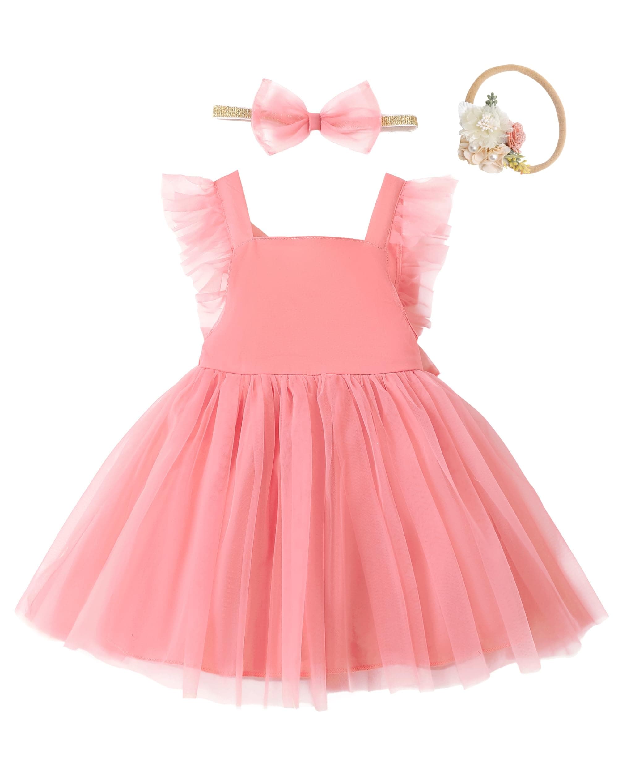 Renotemy Backless Bowknot Flower Dress for Toddler Girls Summer Party