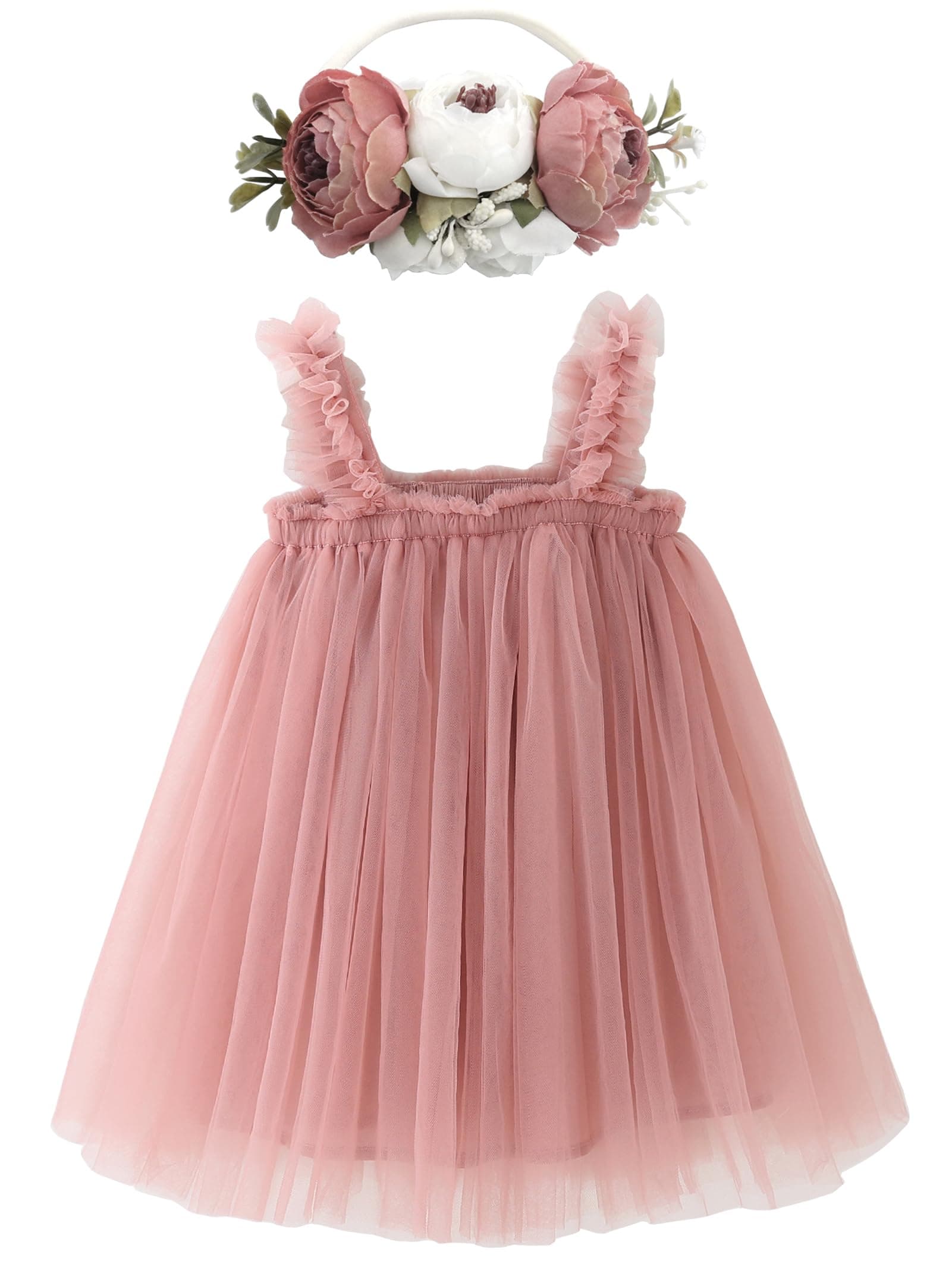 Rainbow Tutu Dress with Flower Headband for Toddlers