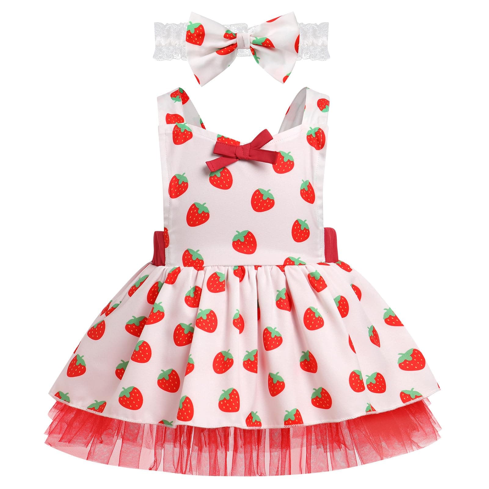 ODASDO Newborn Baby Girls Tutu Dress with Bowknot Headband for First Birthday