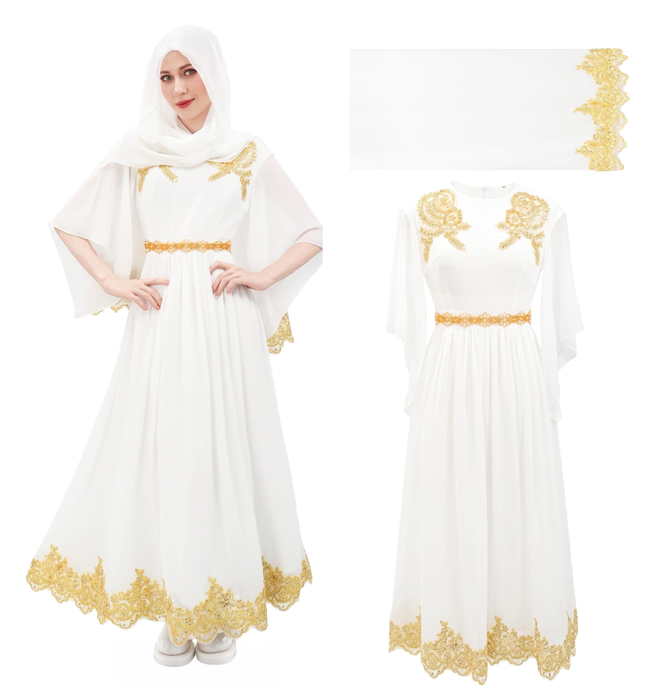 DAZCOS Long Muslim Abaya Kaftan Dress with Hijab Farasha