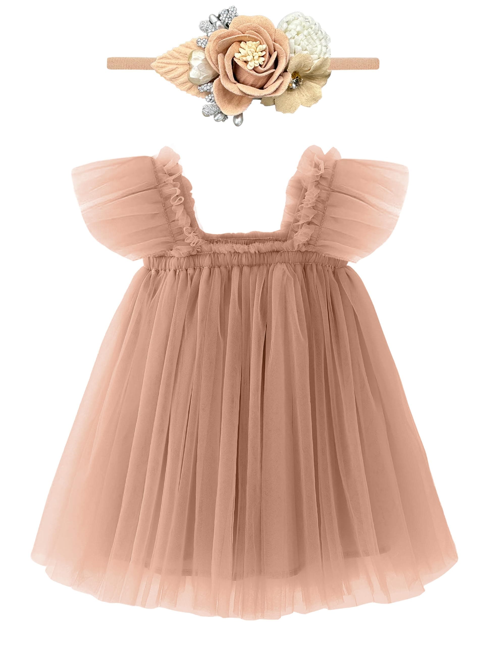 ANHDM Baby Girl First Birthday Cake Smash Outfit with Flower Headband