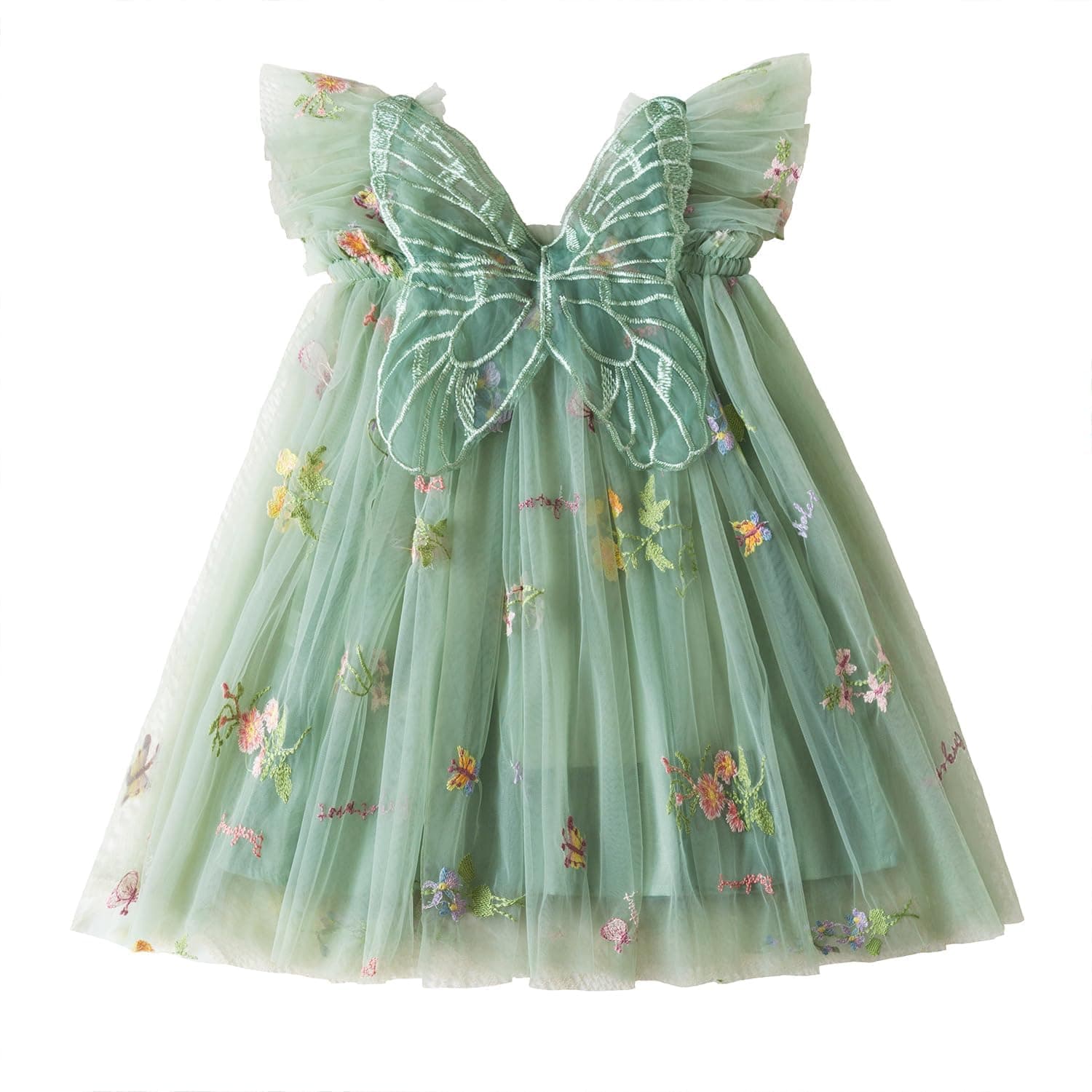 NNJXD Casual Flower Embroidery Tulle Dress for Baby Girls