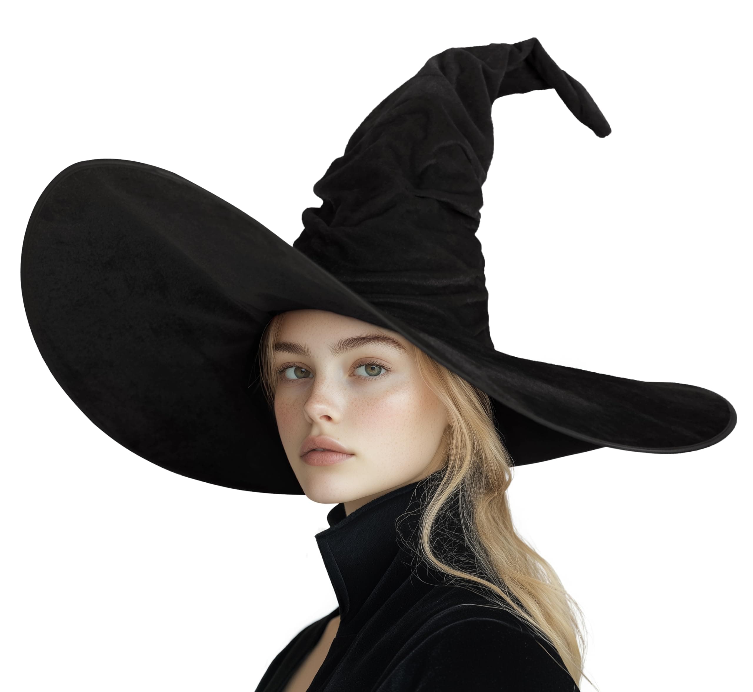 MCJC Witch Hat, Ruched Wide Brim, Halloween Masquerade Party Accessory