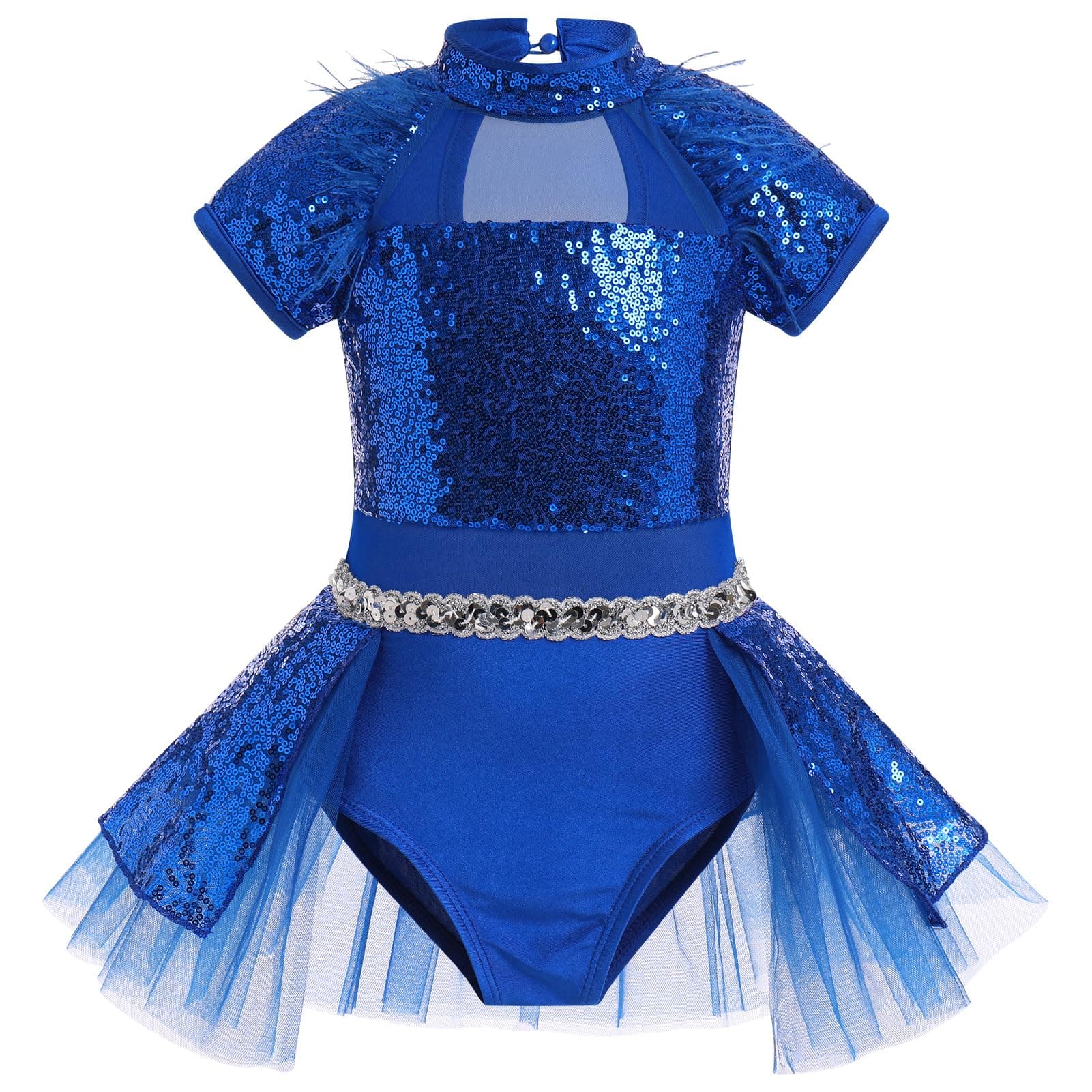 Girls Shiny Sequins Ballet Dance Leotard Tutu Dress