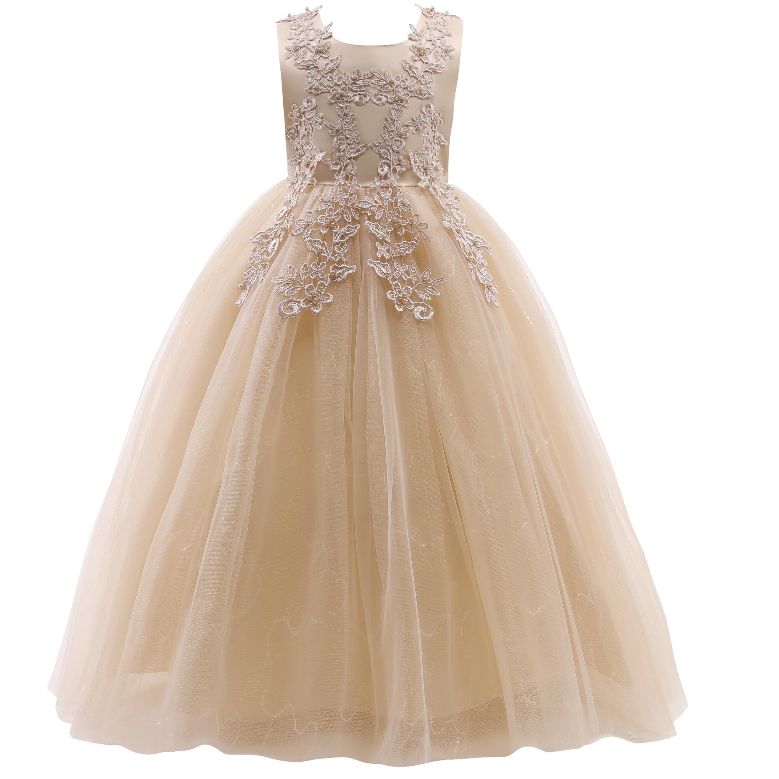 Weileenice Little/Big Girls Lace Bridesmaid Dress